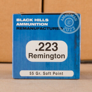 Photo detailing the 223 REMINGTON BLACK HILLS REMANUFACTURED 55 GRAIN SP (50 ROUNDS) for sale at AmmoMan.com.