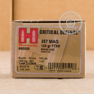 Image of 357 MAGNUM HORNADY CRITICAL DEFENSE 125 GRAIN JHP (25 ROUNDS)