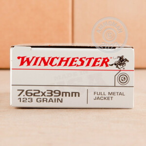 Image of the 7.62X39MM WINCHESTER 123 GRAIN FULL METAL JACKET (200 ROUNDS) available at AmmoMan.com.