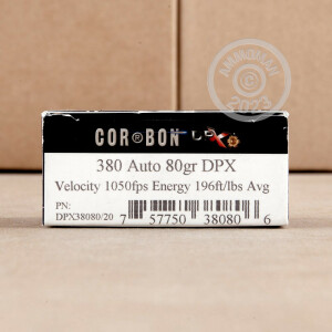 Image of .380 Auto ammo by Corbon that's ideal for home protection.