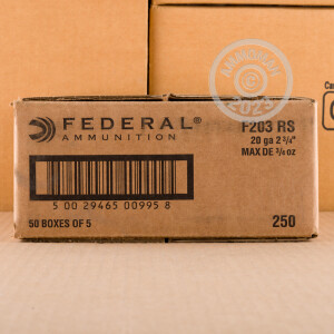 Photo detailing the 20 GAUGE FEDERAL POWER SHOK 2-3/4" 3/4 OZ. HP RIFLED SLUG (250 ROUNDS) for sale at AmmoMan.com.