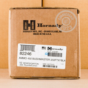 An image of 450 Bushmaster ammo made by Hornady at AmmoMan.com.