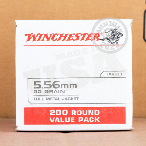 A photograph of 800 rounds of 55 grain 5.56x45mm ammo with a FMJ bullet for sale.