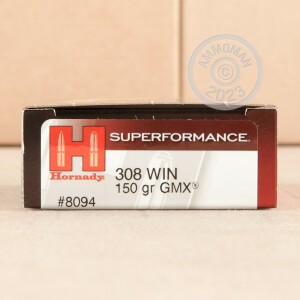 Photograph showing detail of 308 WINCHESTER HORNADY SUPERFORMANCE 150 GRAIN GMX (20 ROUNDS)