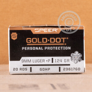 Photo detailing the 9MM +P SPEER GOLD DOT 124 GRAIN JHP (500 ROUNDS) for sale at AmmoMan.com.