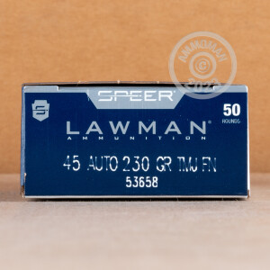 Image of the .45 ACP SPEER LAWMAN 230 GRAIN TOTAL METAL JACKET (1000 ROUNDS) available at AmmoMan.com.