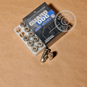 Photograph showing detail of 45 ACP FEDERAL PREMIUM GUARD DOG 165 GRAIN EXPANDING FMJ (20 ROUNDS)