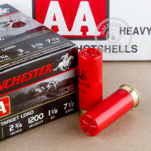Photo detailing the 12 GAUGE #7-1/2 WINCHESTER AA  1-1/8 OZ 2-3/4" (25 ROUNDS) for sale at AmmoMan.com.
