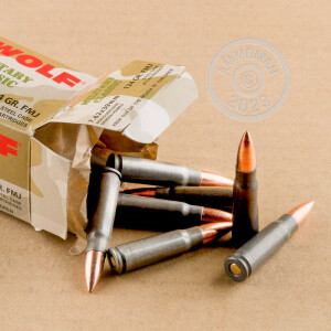 Photograph showing detail of 7.62X39 WOLF MILITARY CLASSIC 124 GRAIN FMJ (1000 ROUNDS)