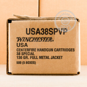 Photo detailing the 38 SPECIAL WINCHESTER 130 GRAIN FMJ (100 ROUNDS) for sale at AmmoMan.com.