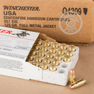 Photograph showing detail of 357 SIG WINCHESTER 125 GRAIN FMJ (500 ROUNDS)