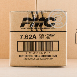 Photograph showing detail of 7.62X39 PMC BRONZE 123 GRAIN FMJ (500 ROUNDS)