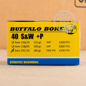 A photo of a box of Buffalo Bore ammo in .40 Smith & Wesson.