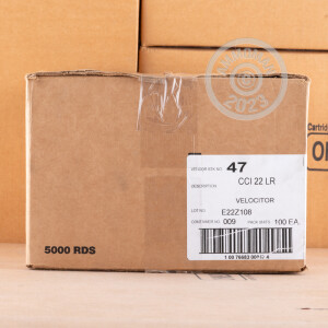 Photo detailing the 22 LR CCI VELOCITOR 40 GRAIN CPHP (5000 ROUNDS) for sale at AmmoMan.com.