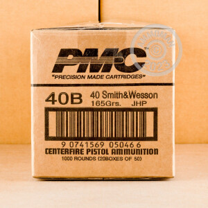 Photo detailing the 40 S&W PMC 165 GRAIN JHP (50 ROUNDS) for sale at AmmoMan.com.