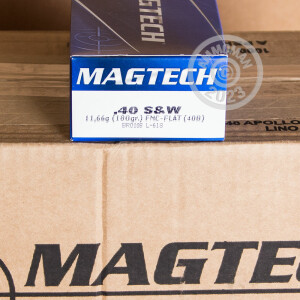 Photo detailing the .40 S&W MAGTECH 180 GRAIN FMJ FLAT POINT  (1000 ROUNDS) for sale at AmmoMan.com.