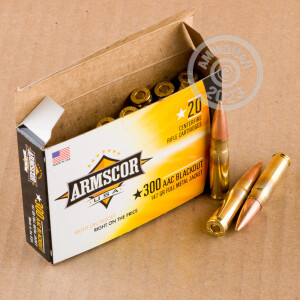 An image of 300 AAC Blackout ammo made by Armscor at AmmoMan.com.