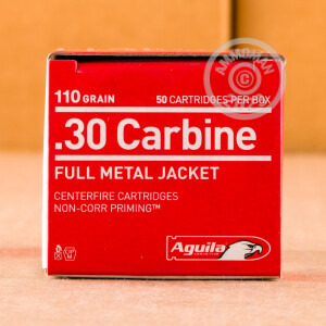 Photo of .30 Carbine FMJ ammo by Aguila for sale.