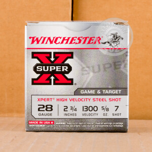 Photograph showing detail of 28 GAUGE WINCHESTER SUPER-X 2-3/4" 5/8 OZ. #7 STEEL SHOT (250 ROUNDS)