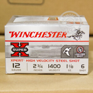 Photo detailing the 12 GAUGE WINCHESTER SUPER-X HIGH VELOCITY 2-3/4" #6 SHOT (25 ROUNDS) for sale at AmmoMan.com.