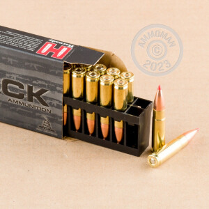 A photograph detailing the 300 AAC Blackout ammo with V-MAX bullets made by Hornady.