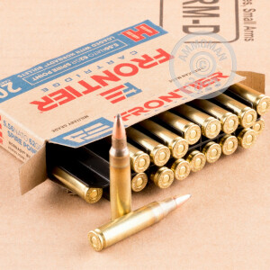 Photo detailing the 5.56X45 HORNADY FRONTIER 62 GRAIN SP (500 ROUNDS) for sale at AmmoMan.com.