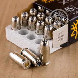 A photograph of 20 rounds of 230 grain .45 Automatic ammo with a JHP bullet for sale.