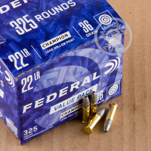 Photograph showing detail of 22 LR FEDERAL CHAMPION 36 GRAIN LHP (325 ROUNDS)