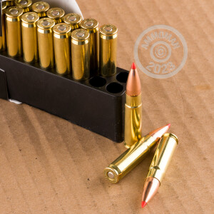 A photograph detailing the 300 AAC Blackout ammo with V-MAX bullets made by Ammo Incorporated.