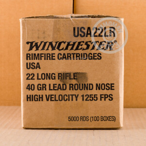 Photograph showing detail of 22 LR WINCHESTER USA 40 GRAIN LRN (5000 ROUNDS)