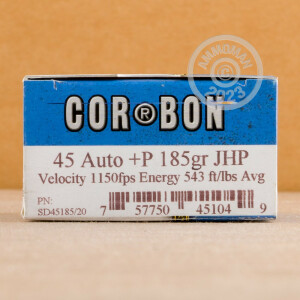A photo of a box of Corbon ammo in .45 Automatic.