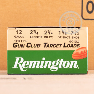 Photograph showing detail of 12 GAUGE REMINGTON GUN CLUB 2-3/4" #7.5 SHOT (250 SHELLS)