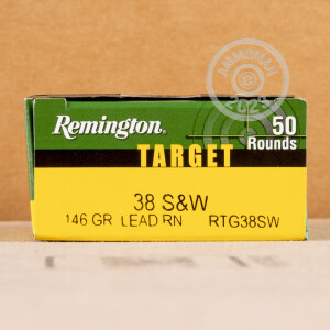 Image of the 38 S&W REMINGTON TARGET 146 GRAIN LRN (50 ROUNDS) available at AmmoMan.com.