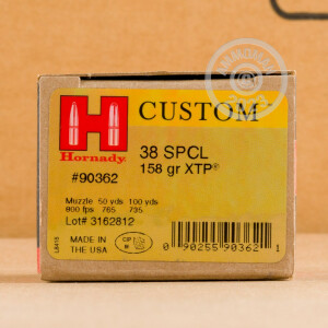 Image of the 38 SPECIAL HORNADY CUSTOM 158 GRAIN XTP JHP (250 ROUNDS) available at AmmoMan.com.