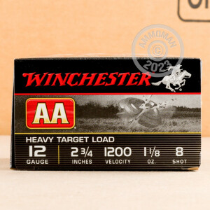 Photograph showing detail of 12 GAUGE WINCHESTER AA 2 3/4" 1 1/8 OZ #8 LEAD SHOT HEAVY TARGET LOAD (25 ROUNDS)