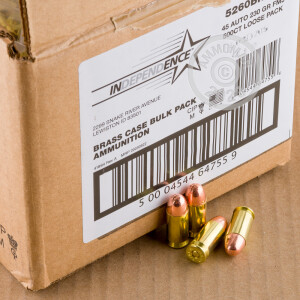 Photo of .45 Automatic FMJ ammo by Independence for sale at AmmoMan.com.
