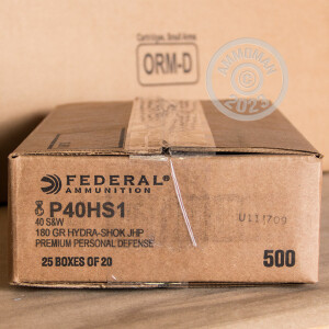 Photograph showing detail of 40 S&W FEDERAL PREMIUM 180 GRAIN HYDRA SHOK JHP (200 ROUNDS)
