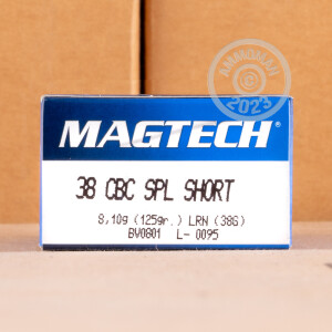 Photo detailing the 38 SPECIAL SHORT MAGTECH 125 GRAIN LRN (50 ROUNDS) for sale at AmmoMan.com.