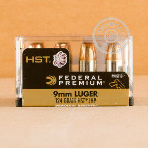 Image of the 9MM FEDERAL PREMIUM 124 GRAIN HST JHP (20 ROUNDS) available at AmmoMan.com.