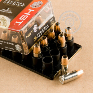 Photo detailing the 9MM FEDERAL PREMIUM 124 GRAIN HST JHP (20 ROUNDS) for sale at AmmoMan.com.