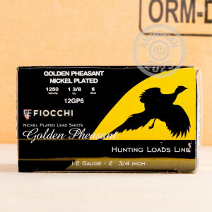 Image of the 12 GAUGE FIOCCHI GOLDEN PHEASANT 2-3/4" #6 SHOT (25 SHELLS) available at AmmoMan.com.