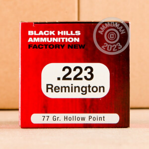 Photograph showing detail of 223 REMINGTON BLACK HILLS AMMUNITION 77 GRAIN HP (500 ROUNDS)