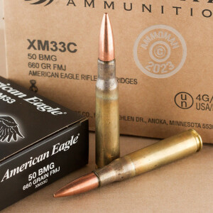 Image of the 50 BMG Federal American Eagle 660 Grain FMJ #XM33C (100 ROUNDS) available at AmmoMan.com.