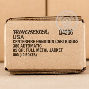 Photograph showing detail of 380 ACP WINCHESTER 95 GRAIN FMJ (500 ROUNDS)