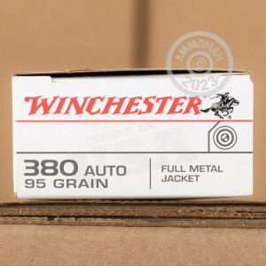 Photo detailing the 380 ACP WINCHESTER 95 GRAIN FMJ (500 ROUNDS) for sale at AmmoMan.com.