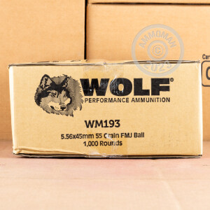 An image of 5.56x45mm ammo made by Wolf at AmmoMan.com.