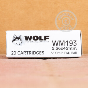 An image of 5.56x45mm ammo made by Wolf at AmmoMan.com.