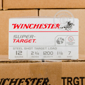 Image of the 12 GAUGE WINCHESTER SUPER TARGET 2-3/4" #7 SHOT (250 ROUNDS) available at AmmoMan.com.