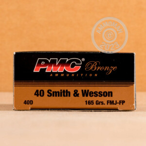 Photograph showing detail of 40 S&W PMC Bronze 165 GRAIN FMJ-FP (300 ROUNDS)