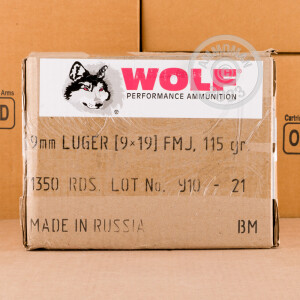 Image of 9MM WOLF 115 GRAIN FMJ (1350 ROUNDS) **STEEL CASES**